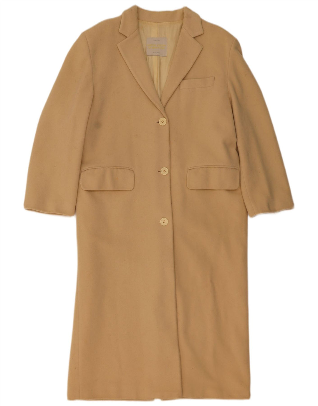 Benetton Dame Loose Fit Overfrakke IT 42 Medium Beige Uld
