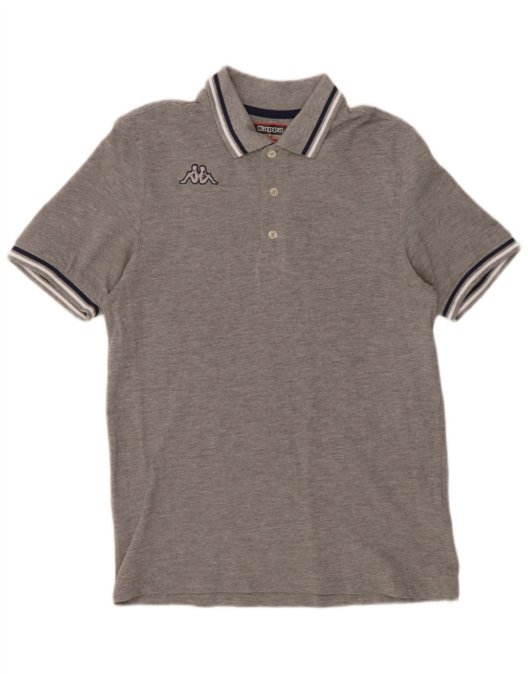 KAPPA herre poloshirt lille grå stribet bomuld