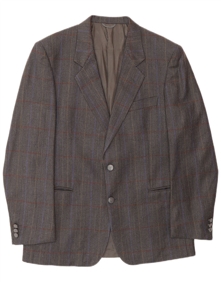 Vintage Herre 2-knaps blazerjakke UK 38 Medium Blue Check Virgin Wool