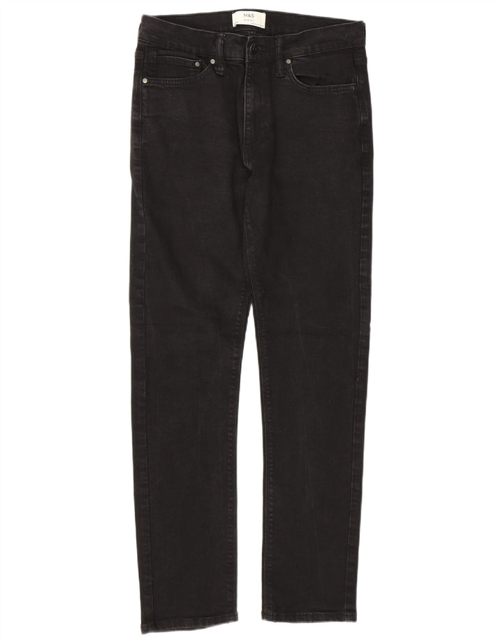 MARKS & SPENCER Mens Slim Jeans W30 L31 Black Cotton