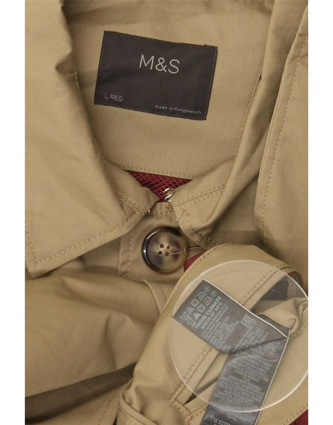 Marks & Spencer Herre Overfrakke UK 40 Large Khaki Polyester
