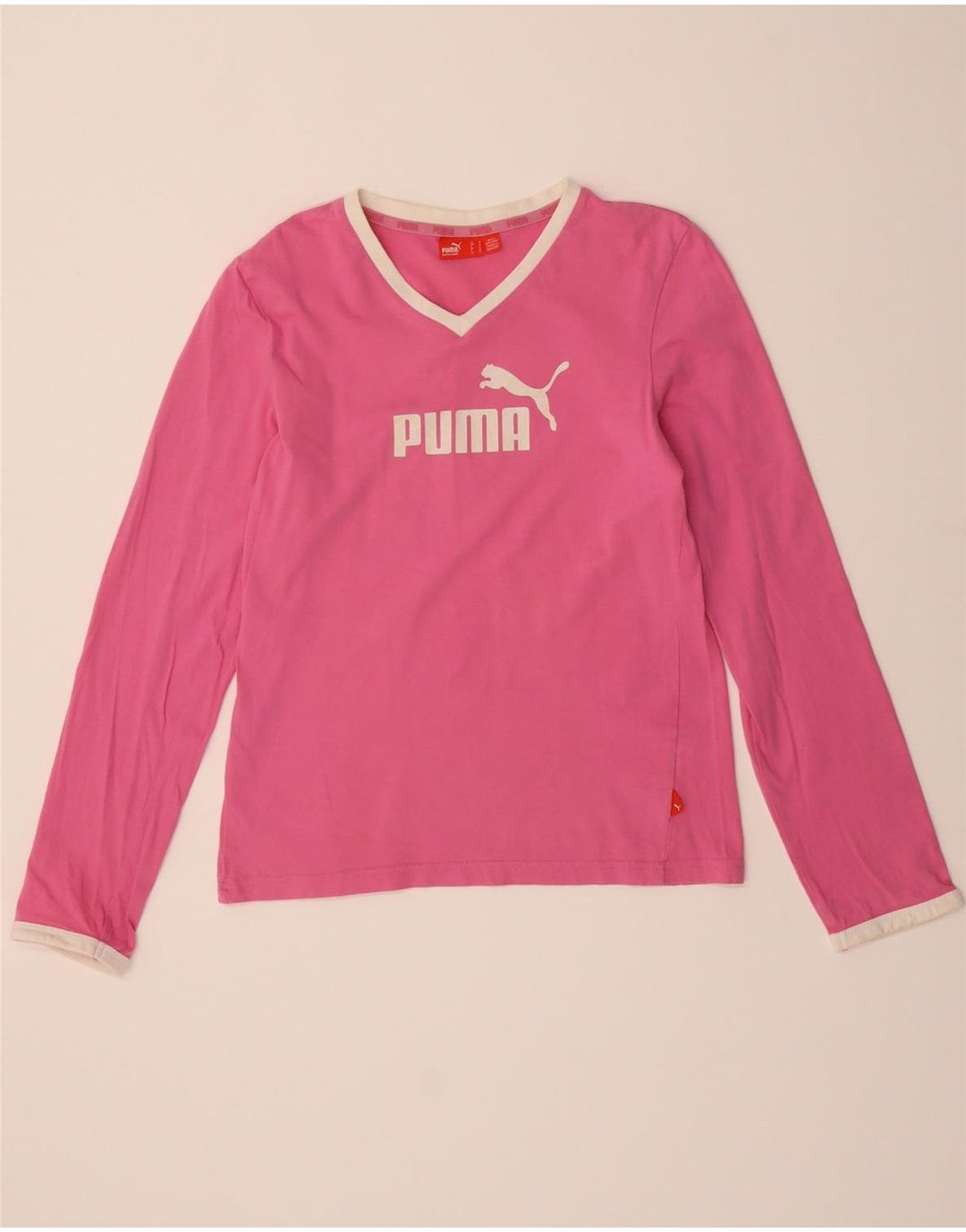 PUMA Womens Graphic Top Long Sleeve UK 12 Medium Pink Cotton Vintage Puma and Second-Hand Puma from Messina Hembry 