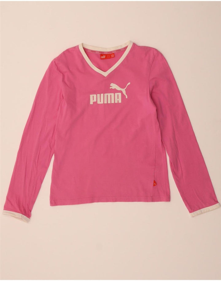 PUMA Womens Graphic Top Long Sleeve UK 12 Medium Pink Cotton Vintage Puma and Second-Hand Puma from Messina Hembry 