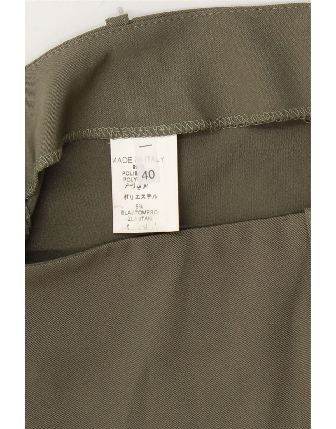 VINTAGE Dame lavtaljet mininederdel IT 40 Small W28 Khaki Polyester