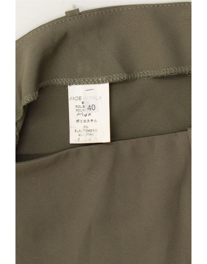 VINTAGE Dame lavtaljet mininederdel IT 40 Small W28 Khaki Polyester