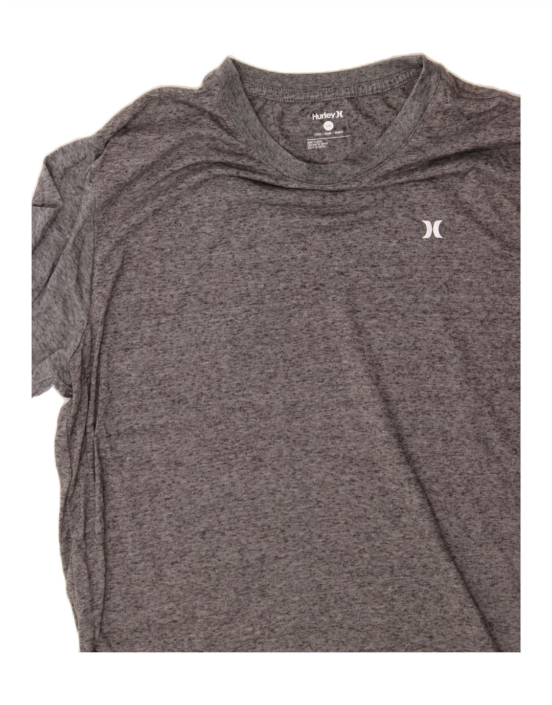 HURLEY Mens T-Shirt Top Large Grey Flecked Polyester Vintage Hurley and Second-Hand Hurley from Messina Hembry 