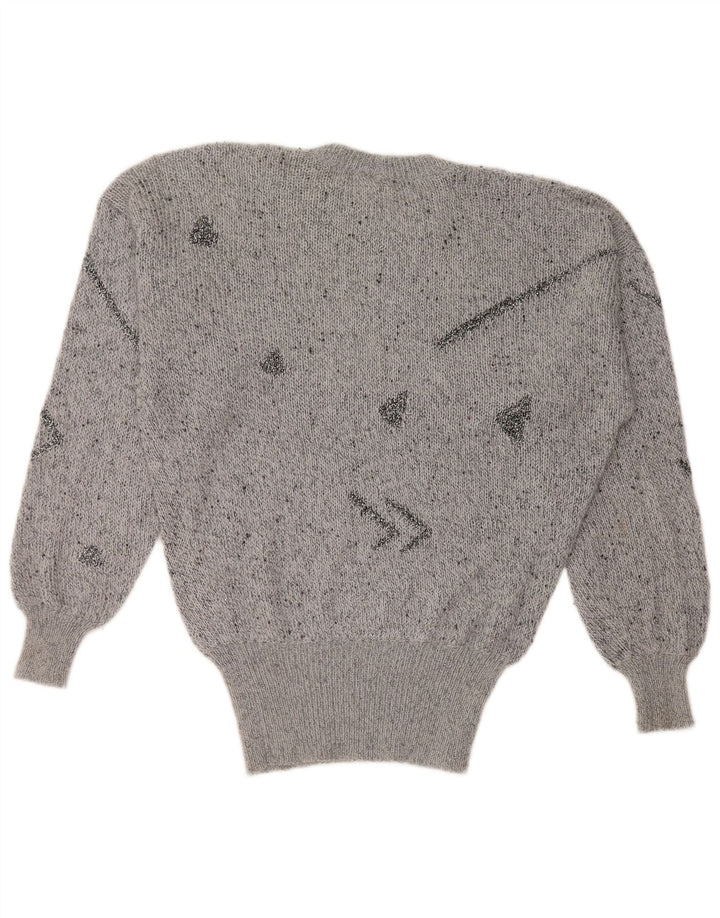 KRIZIA MAGLIA Dame sweater med rund hals DK 18 XL Grå Flecked Angora