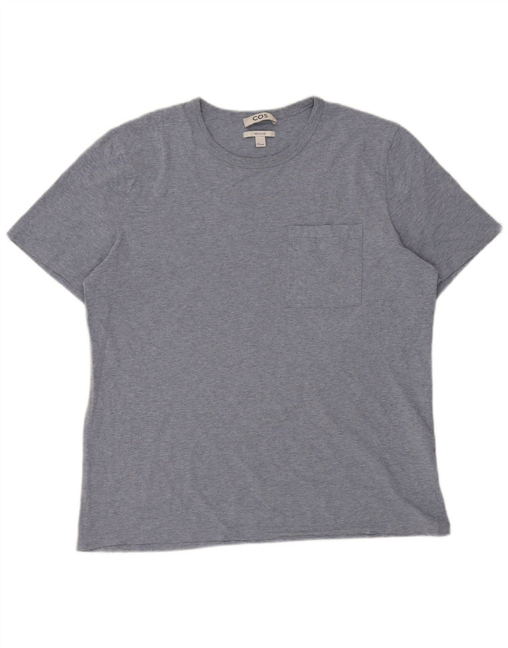 Cos Herre Regular T-Shirt Top Stor Blå Flecked Bomuld