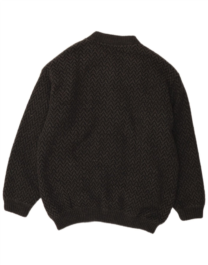 James Dillon Herre Cardigan Sweater XL Grå Chevron Akryl