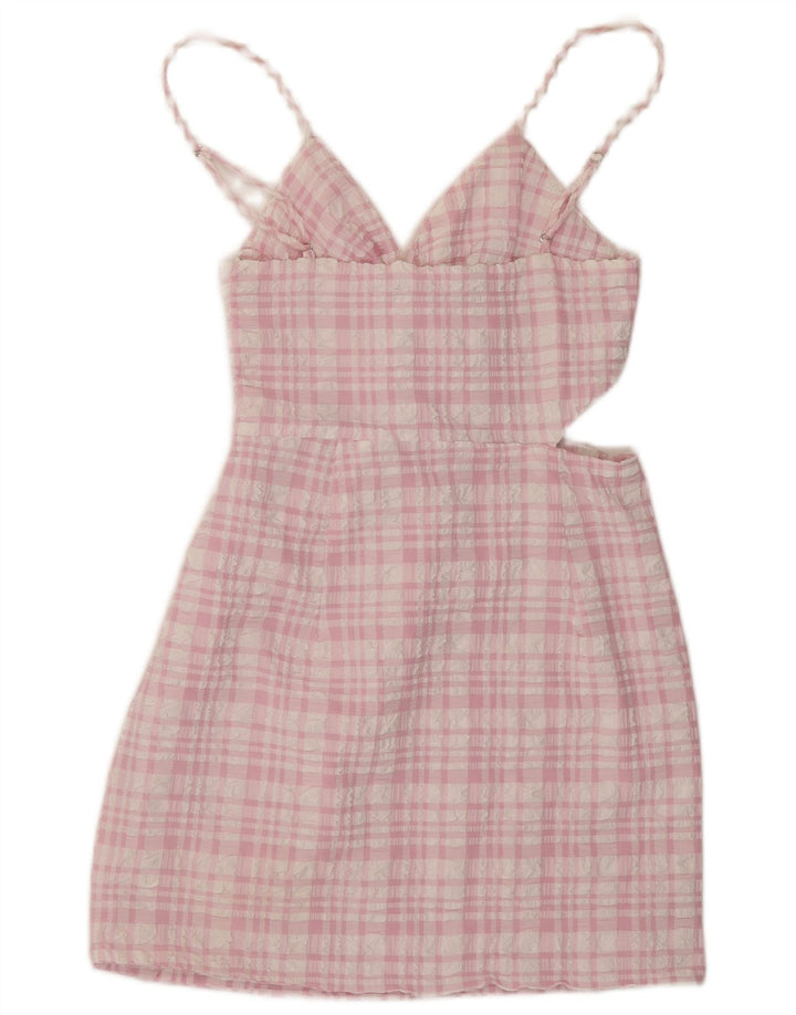 Zara Dame Udskæring Sundress UK 8 Small Pink Check