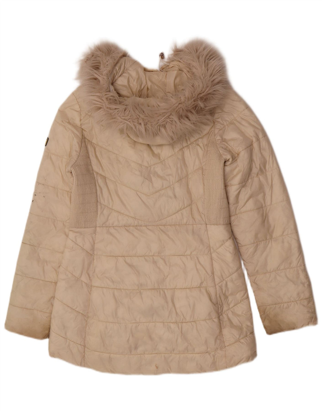 Barbour Dame Hætte Polstret Frakke UK 10 Lille Beige Polyamid