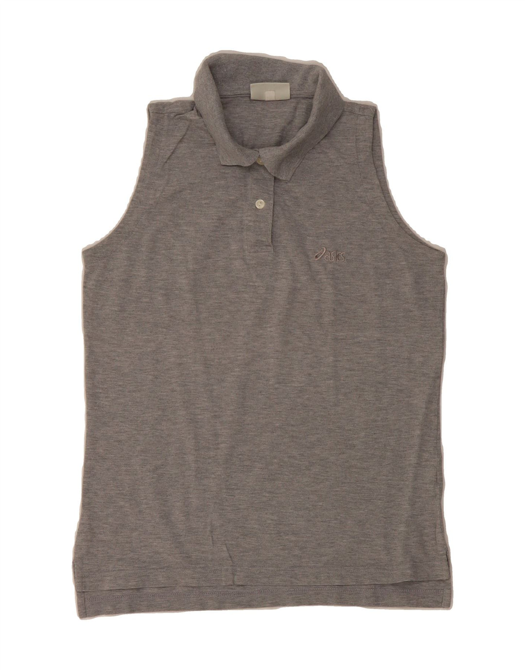 ASICS Womens Sleeveless Polo Shirt UK 14 Medium Grey Cotton Vintage Asics and Second-Hand Asics from Messina Hembry 