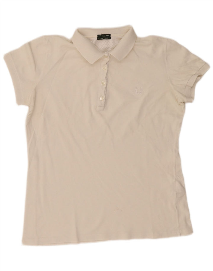 Fred Perry Dame Polo Shirt UK 20 2XL Hvid Bomuld