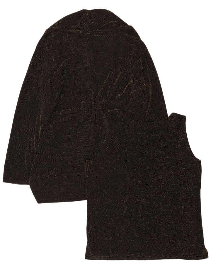 Vintage kvinders 2-delt sæt UK 18 XL sort nylon