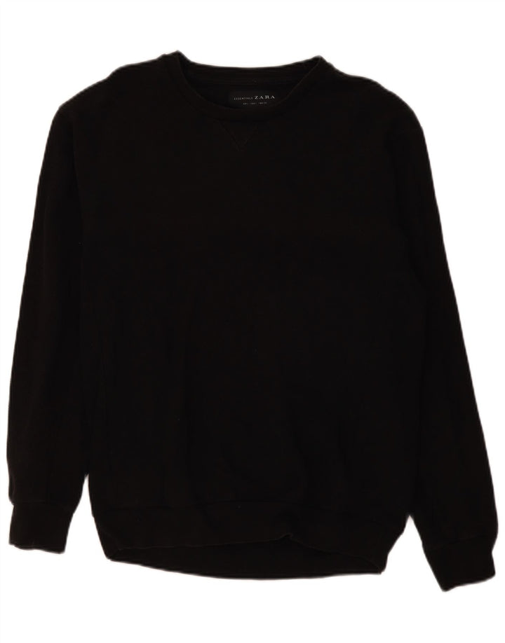 Zara Herre Sweatshirt Jumper Stor Sort Bomuld