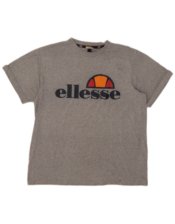 Ellesse Womens Oversized Graphic T-Shirt Top UK 10 Small Grey