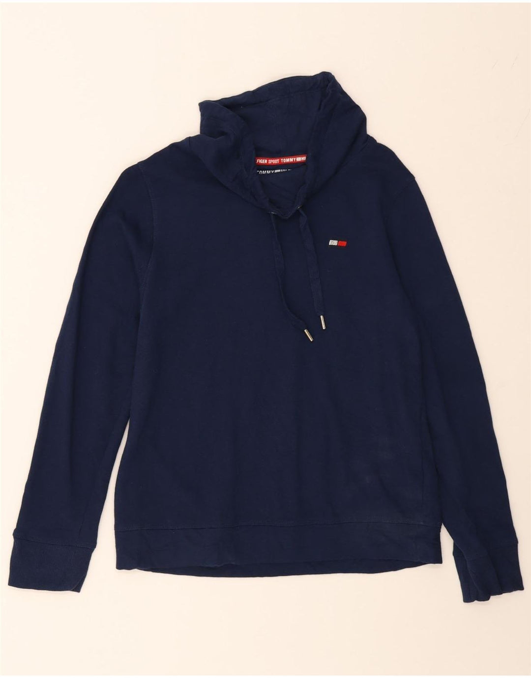 TOMMY HILFIGER Womens Sweatshirt Jumper UK 14 Medium Navy Blue Cotton Vintage Tommy Hilfiger and Second-Hand Tommy Hilfiger from Messina Hembry 