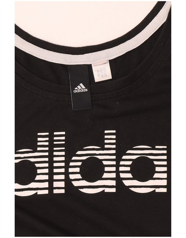 Adidas Dame Grafisk T-Shirt Top UK 12 Medium Sort