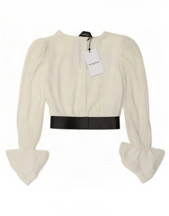 Kooples langærmet beskæringsbluse for kvinder i størrelse 2 Medium White Designer