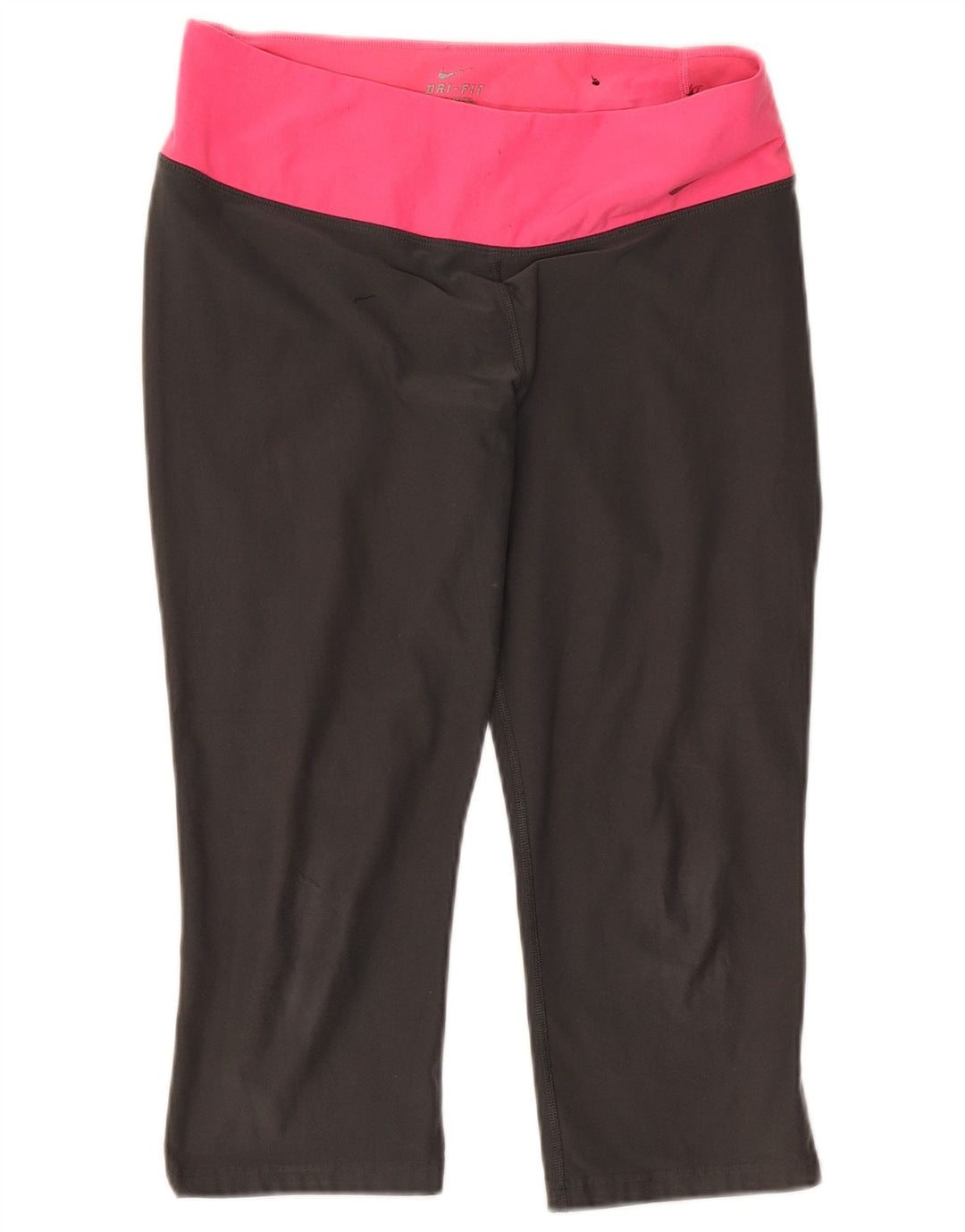 Nike Dame Dri Fit Capri Leggings UK 12 Medium Grey Colourblock Polyester