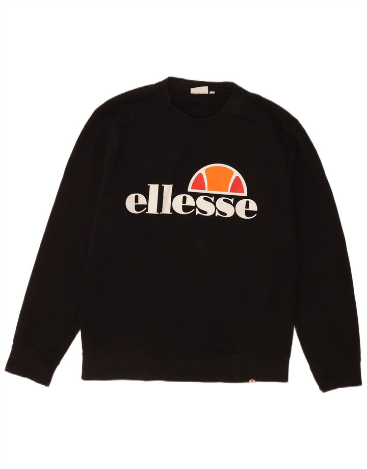 Ellesse Herre Grafisk Sweatshirt Jumper Lille Sort Bomuld