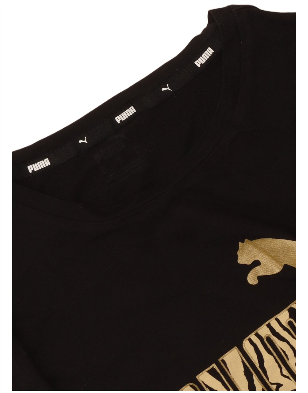 Puma Graphic T-Shirt Top UK 10 Small Black
