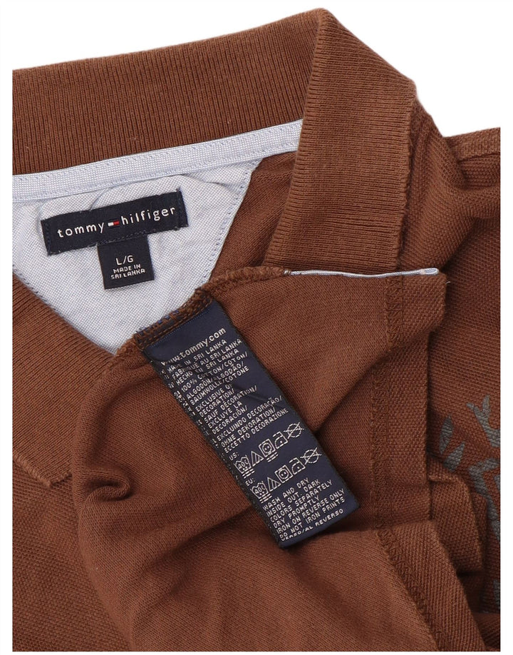 Tommy Hilfiger Herre grafisk poloshirt Stor brun bomuld