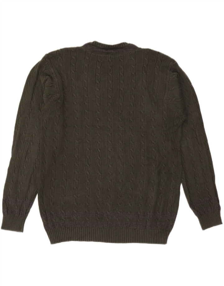 IZOD Mens V-Neck Jumper Sweater Medium Green Cotton Vintage Izod and Second-Hand Izod from Messina Hembry 