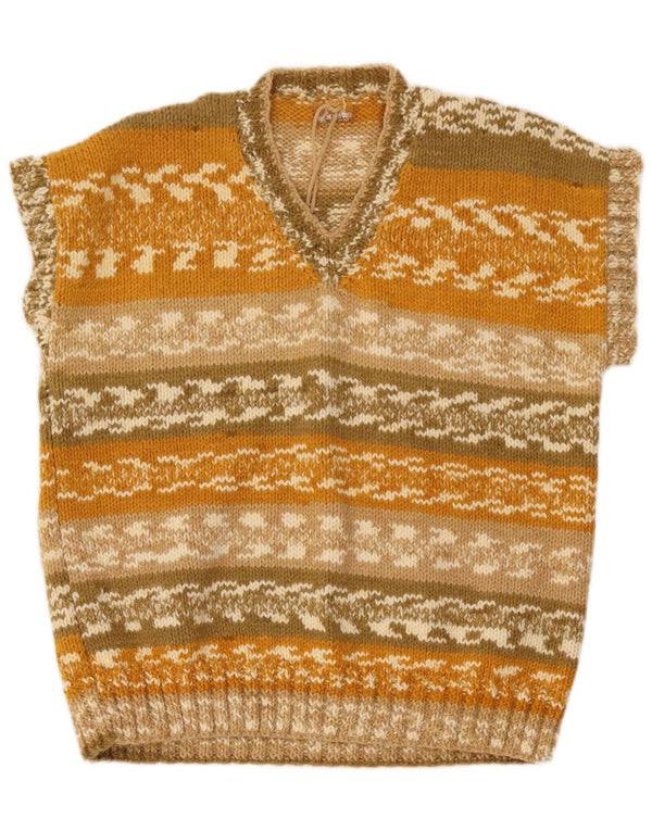 Vintage dame V-hals sweater UK 18 XL flerfarvet stribet