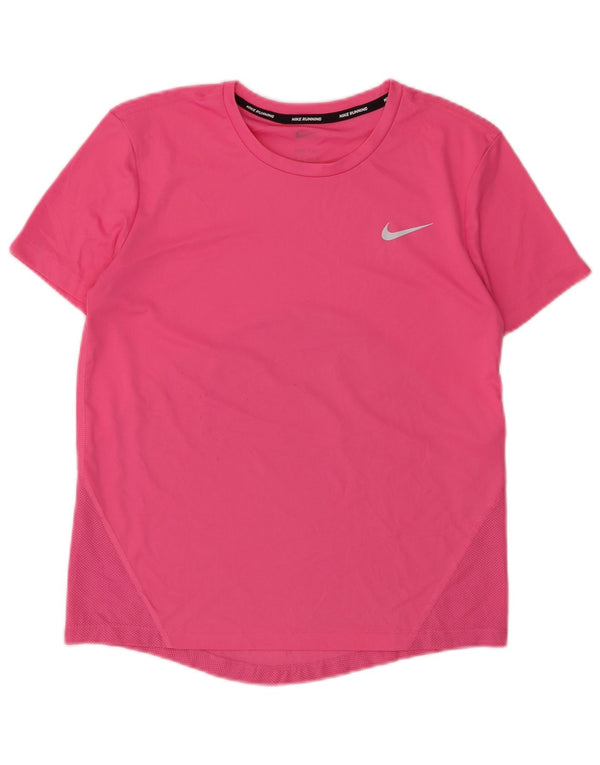 NIKE Dame Dri Fit T-Shirt Top UK 6 XS Pink Polyester