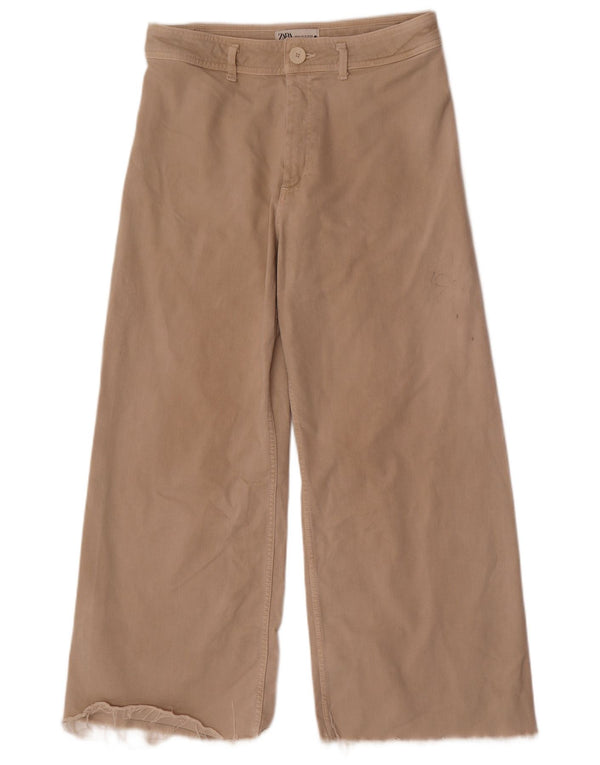 Zara Womens The Marine Casual Bukser med brede ben EU 44 Large W34 L28 Beige