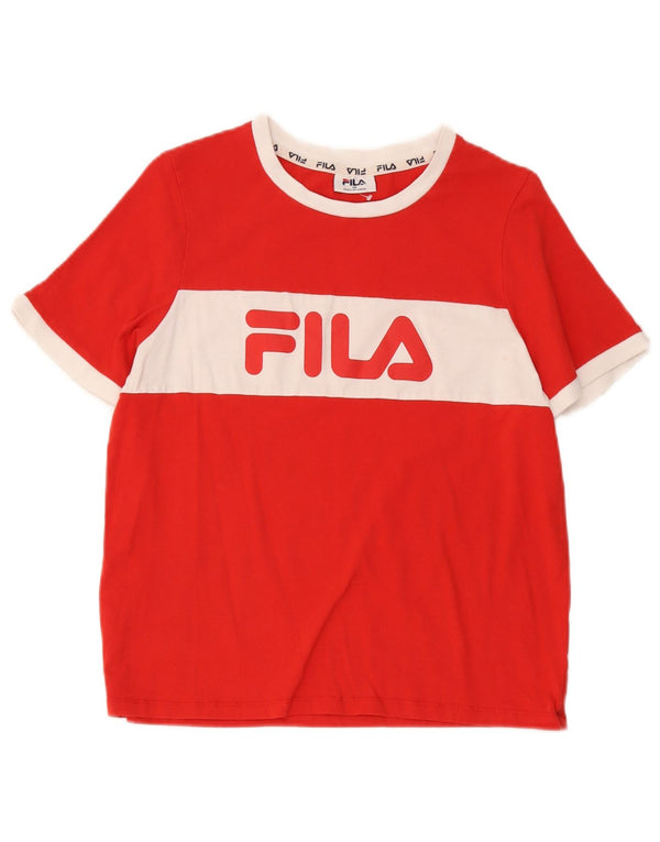 Fila Boys Grafisk T-Shirt Top 13-14 År Rød Colourblock Bomuld