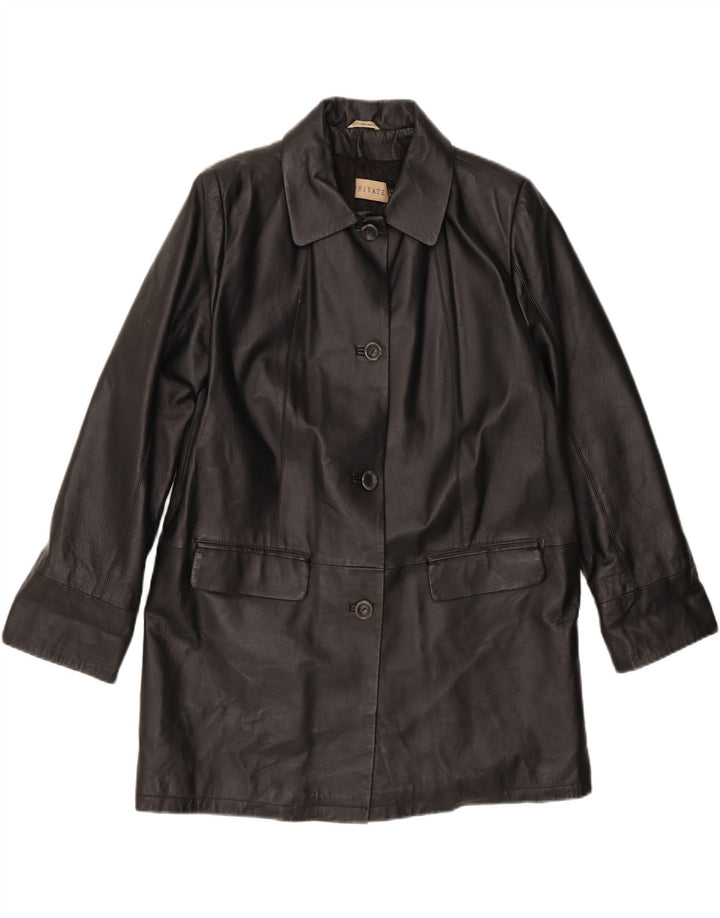 PRIVATE Womens Oversized Leather Coat IT 44 Medium Black Leather