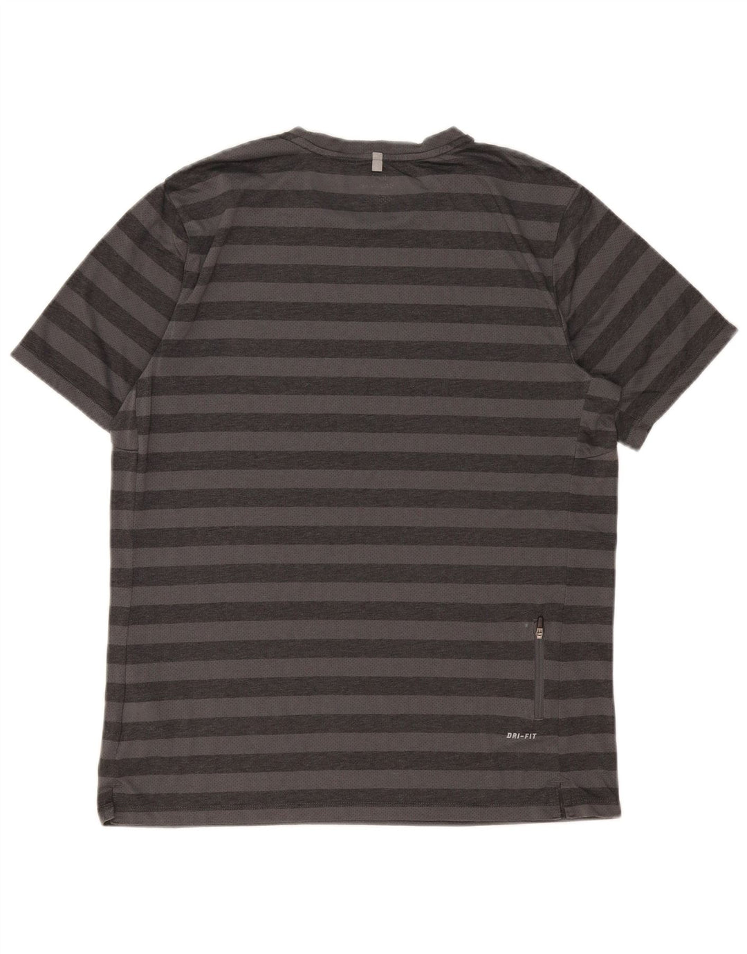 Nike Dri Fit T-shirt top til mænd, stor grå stribet polyester