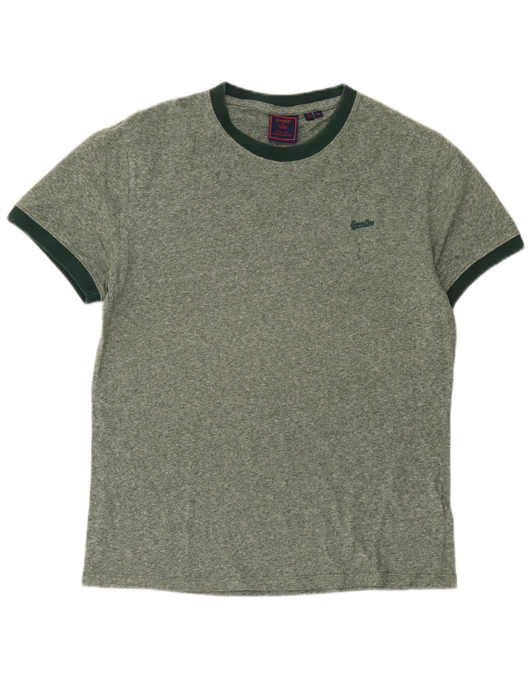 Superdry T-shirt til mænd, mellemgrøn, flækket bomuld