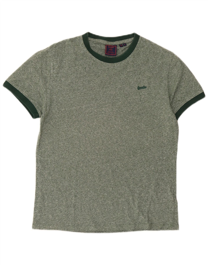 Superdry T-shirt til mænd, mellemgrøn, flækket bomuld