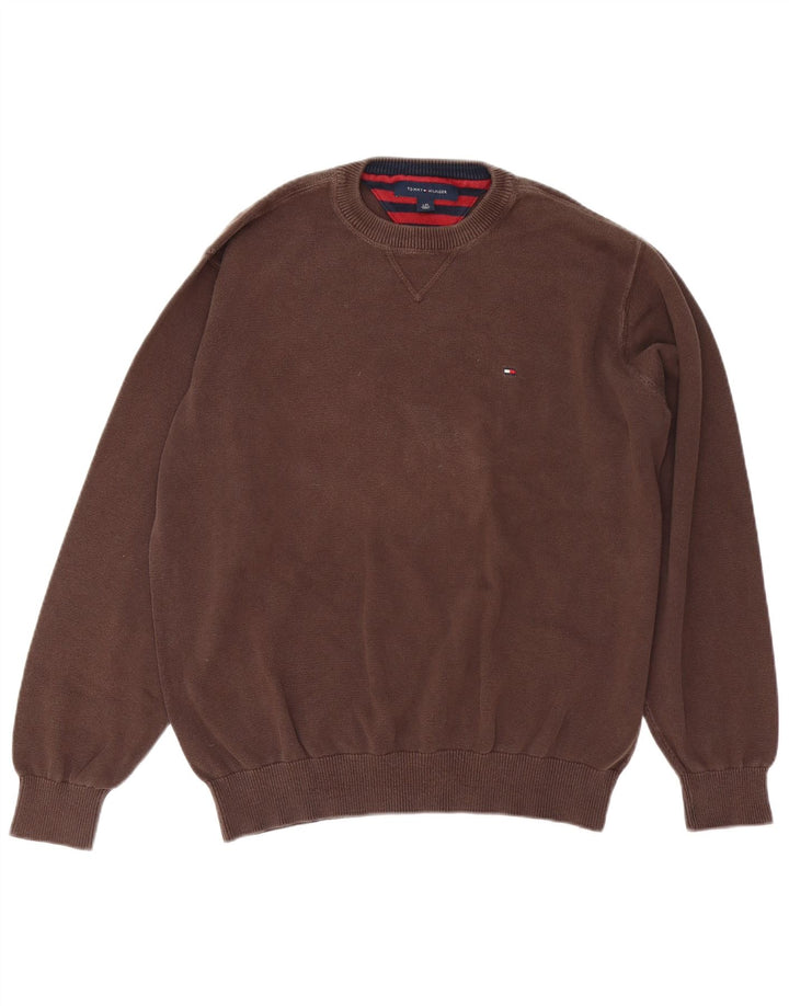 Tommy Hilfiger Herre Crew Neck Jumper Sweater Stor Brun