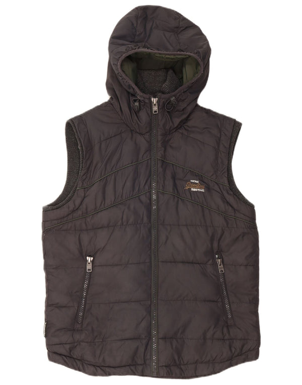 Superdry Polstret Gilet med hætte til mænd UK 38 Medium Grey Nylon