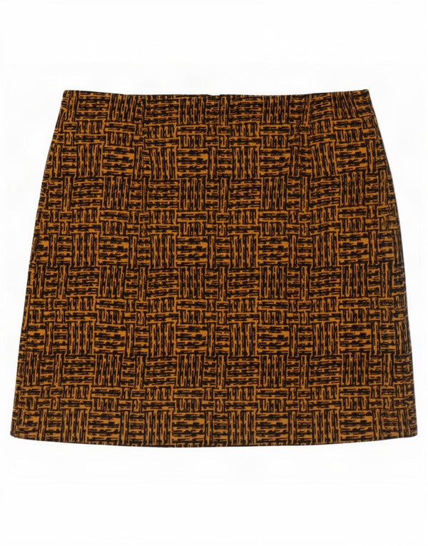 Marks & Spencer Dame Mini-nederdel UK 14 Large W36 Brown Geometric Polyester
