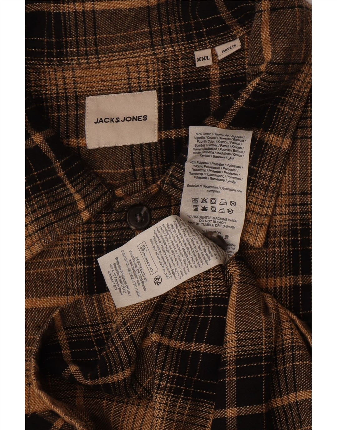 Jack & Jones herre flannelskjorte 2XL brun ternet bomuld klassisk