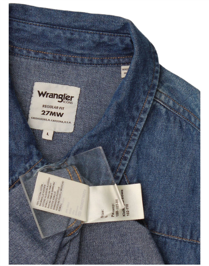 Wrangler Herre Regular Fit denimskjorte Stor blå bomuld