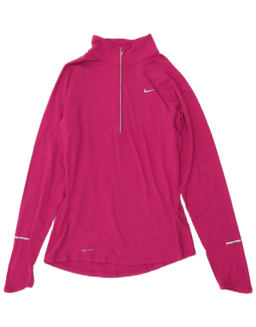 NIKE Dame Dri Fit Pullover med lynlås-hals Træningsdragt Top UK 10 Lille Pink Nylon