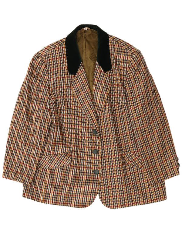Vintage Womens 3 Button Blazer Jacket UK 22 3XL Multicoloured Houndstooth