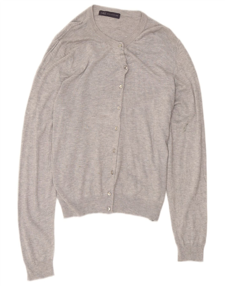 Marks & Spencer Dame Cardigan Sweater UK 14 Medium Grey Viscose