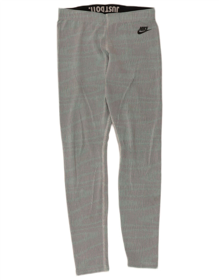 Nike Dame Leggings UK 12 Medium Grøn Stribet Bomuld