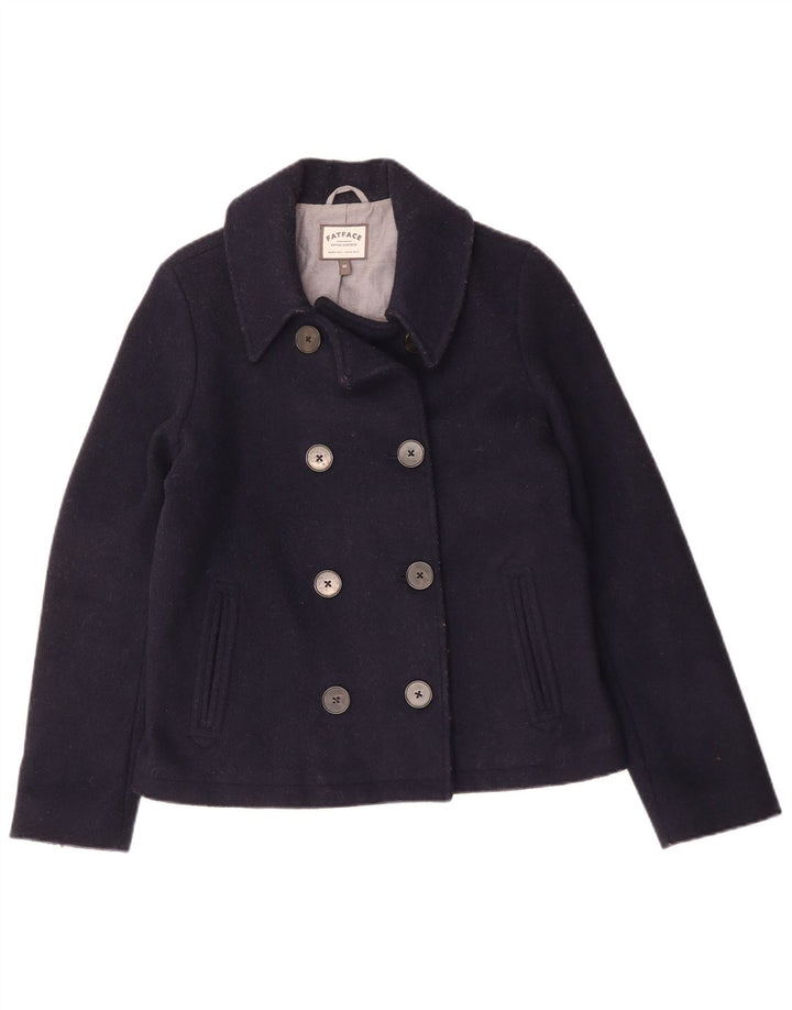 Fat Face Dame Oversized Pea Coat UK 10 Small Navy Blue Wool