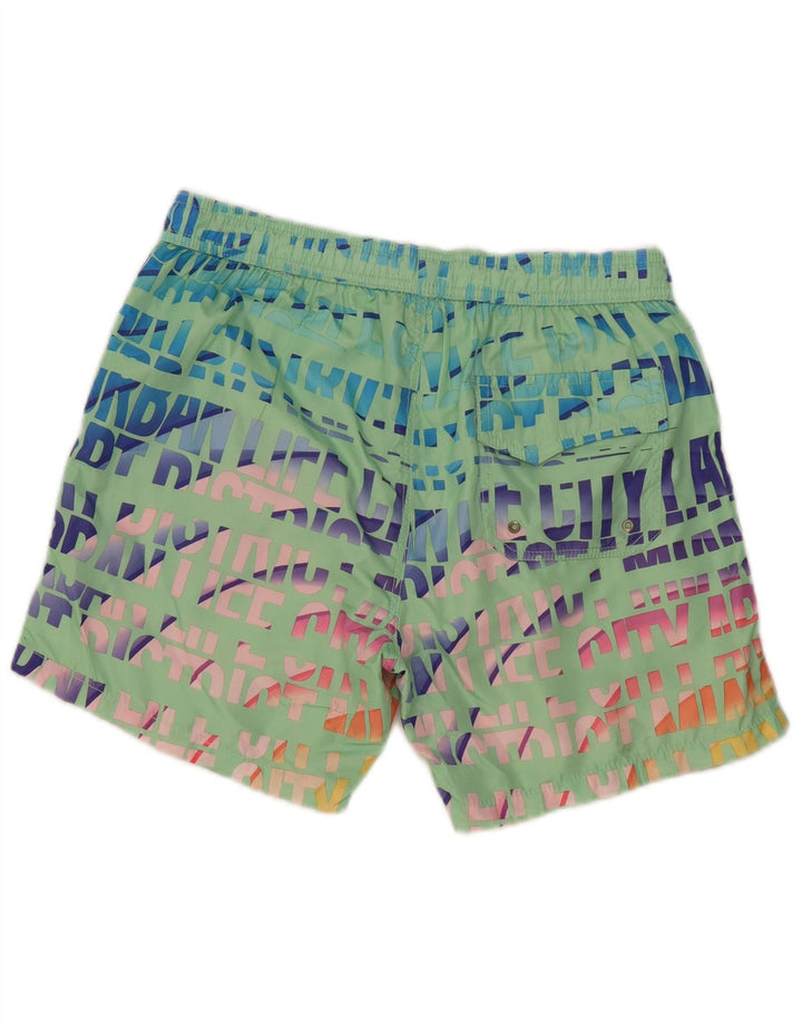 GAS Mens Abstract Pattern Swimming Shorts Medium  Green
