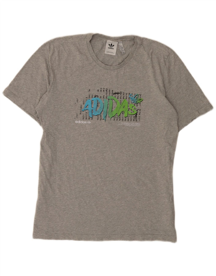 Adidas Herre Grafisk T-Shirt Top Stor Grå Bomuld