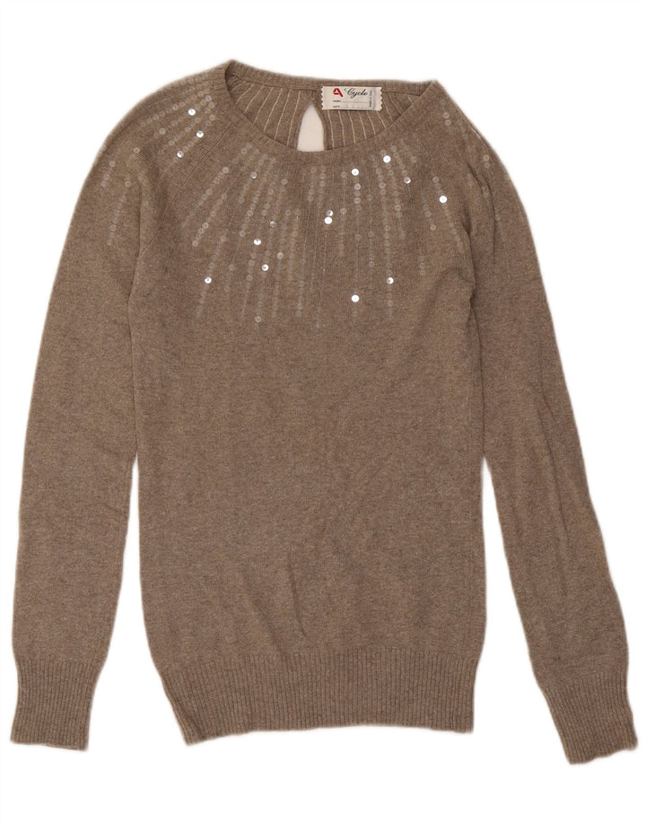 Cycle Dame Boat Neck Jumper Sweater UK 6 XS Brun