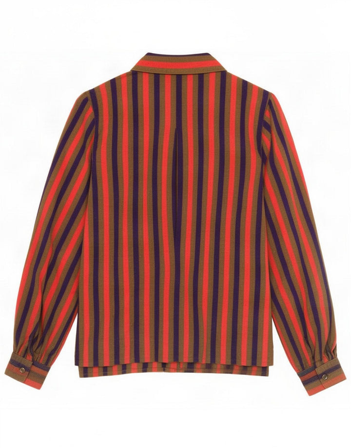 Vintage skjortebluse til kvinder UK 12 Medium Flerfarvet Stribet